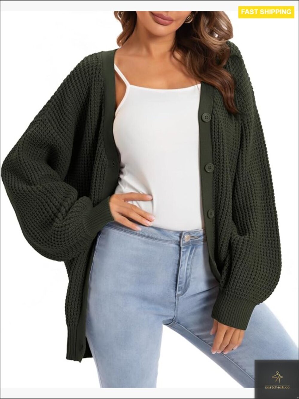 Oversized Button Down Cardigan Sweater 100% Cotton Cozy Knit Outerwear Chic Fall